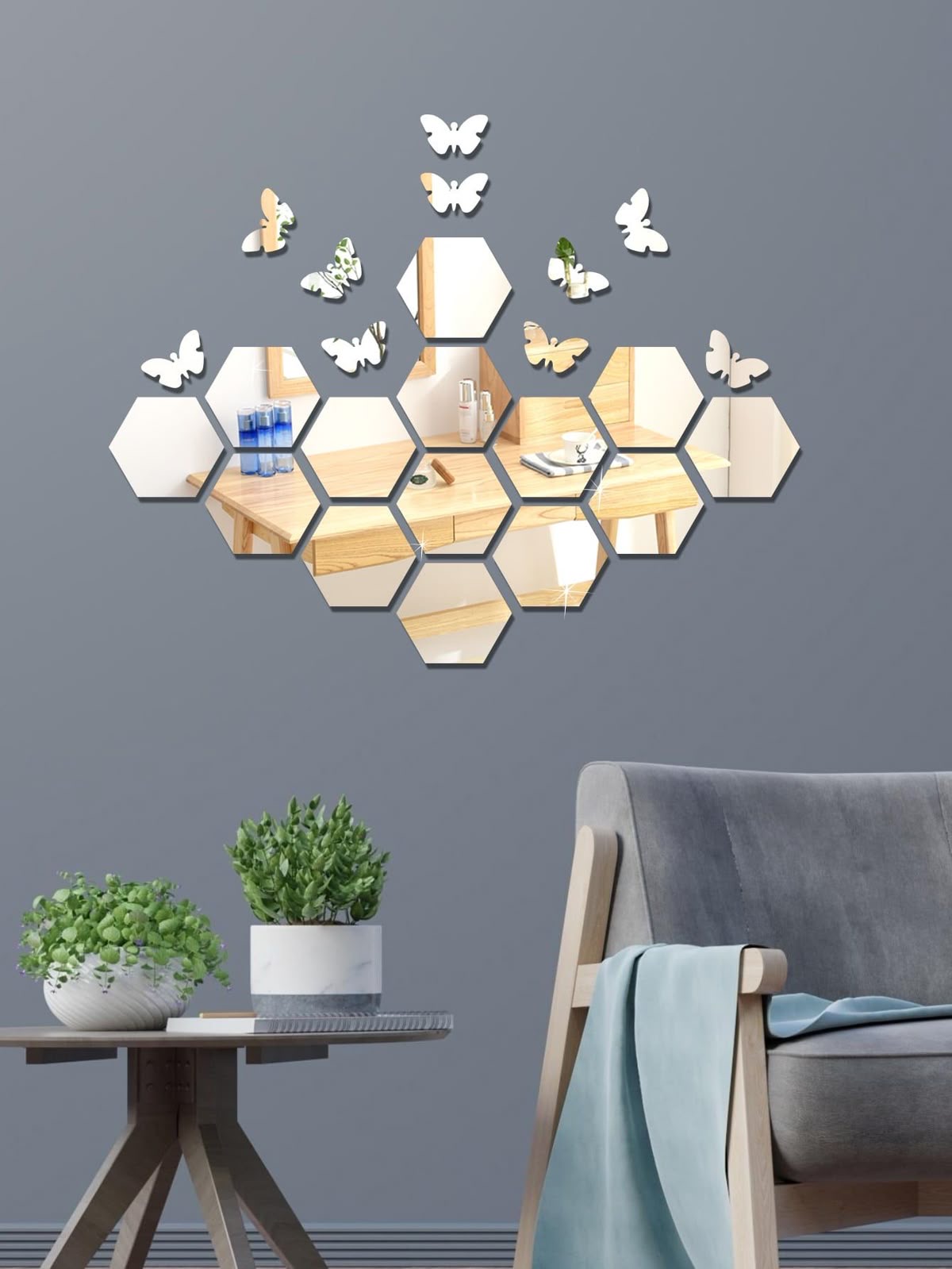 Hexagon mirror stickers 