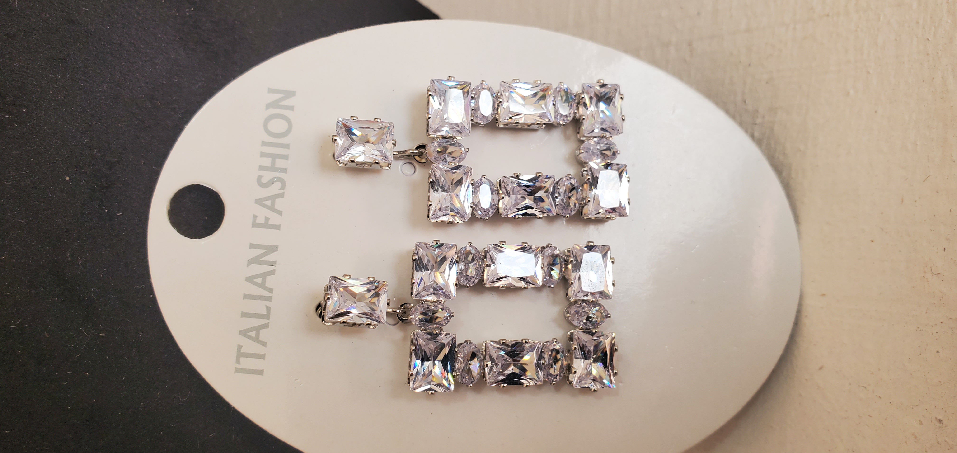 Cubic Zirconia Square Drop Stainless earring