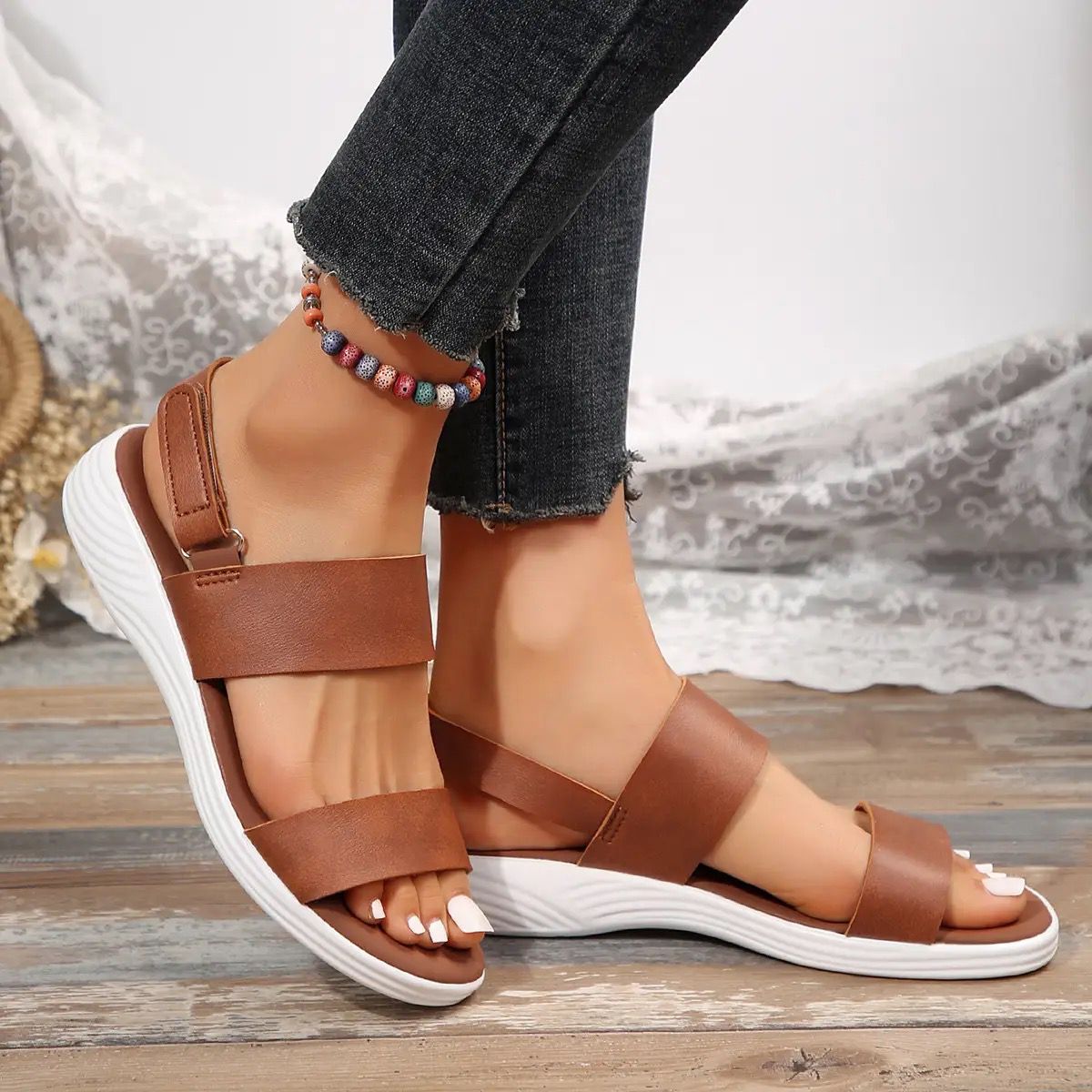 Women's Slip on Light weight wedge sandals 