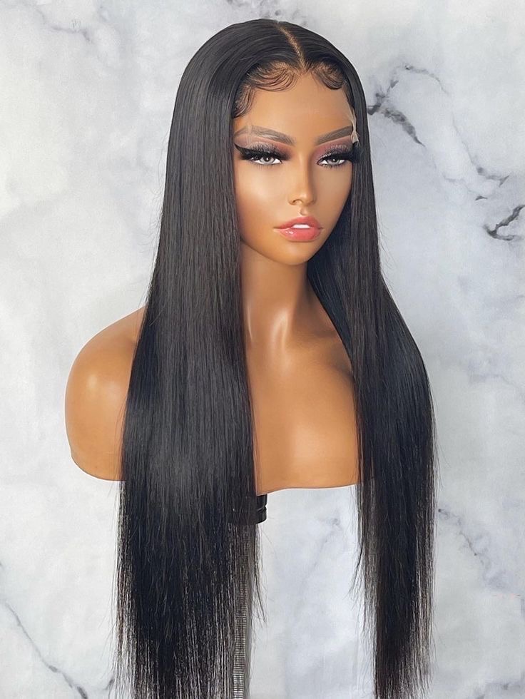 Natural black color straight lace wig