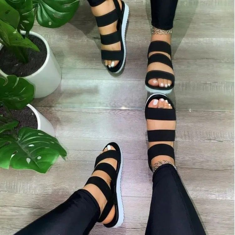 Open Toe Flat Heel Coloured Casual Sandals 
