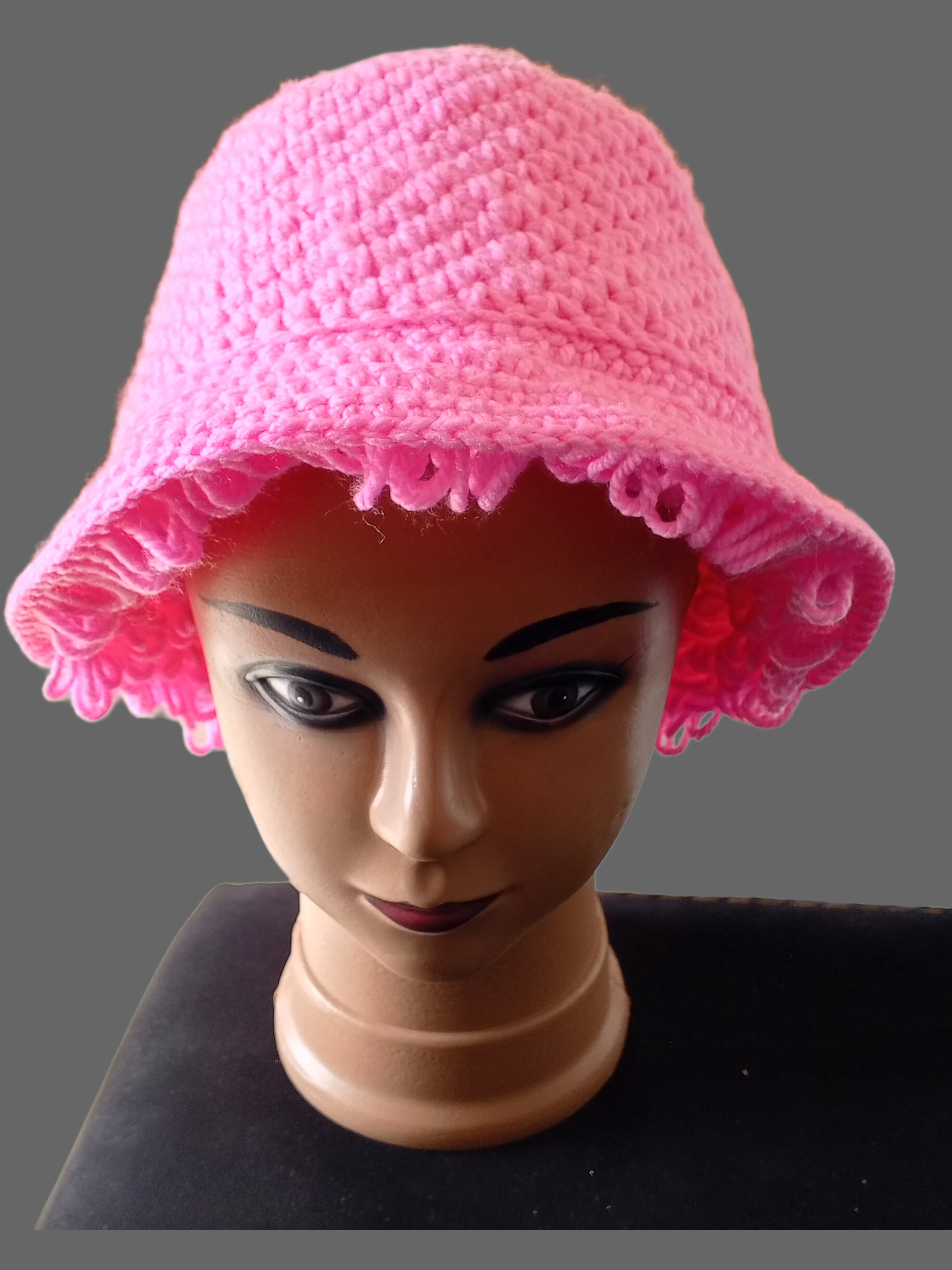 crochet fluffy hat 