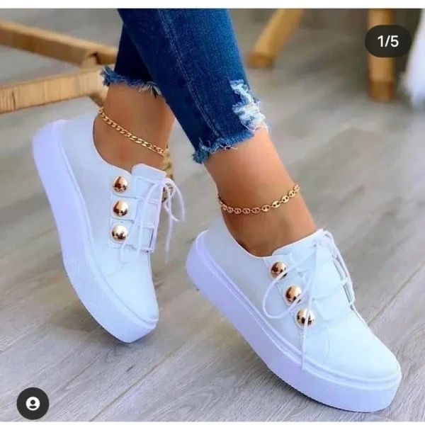  Round Platform Casual Lace Up Sneakers 