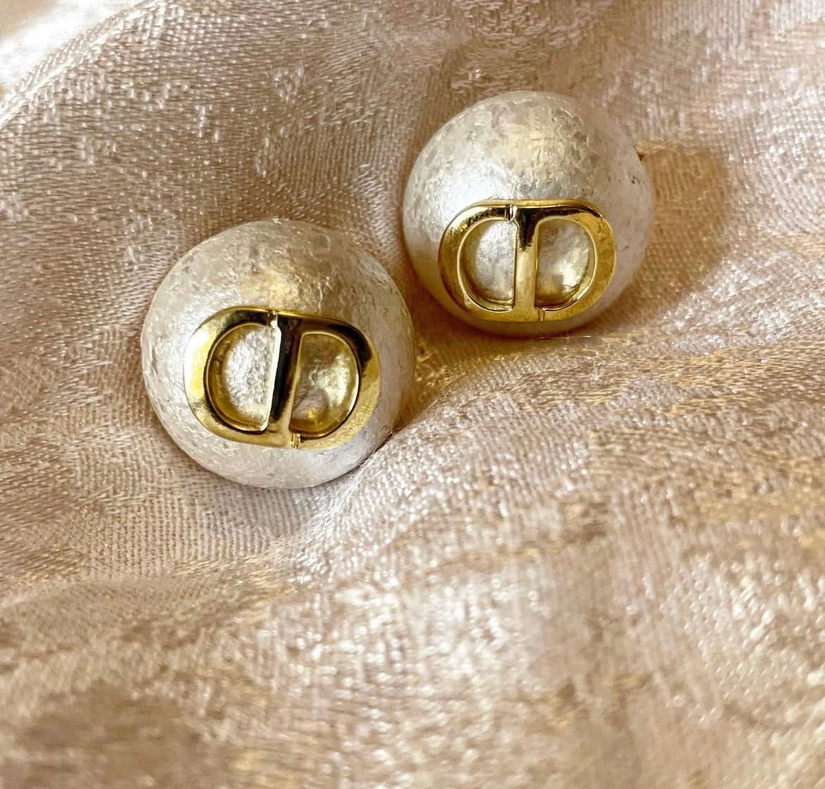 Dior half crystal initial earrings
