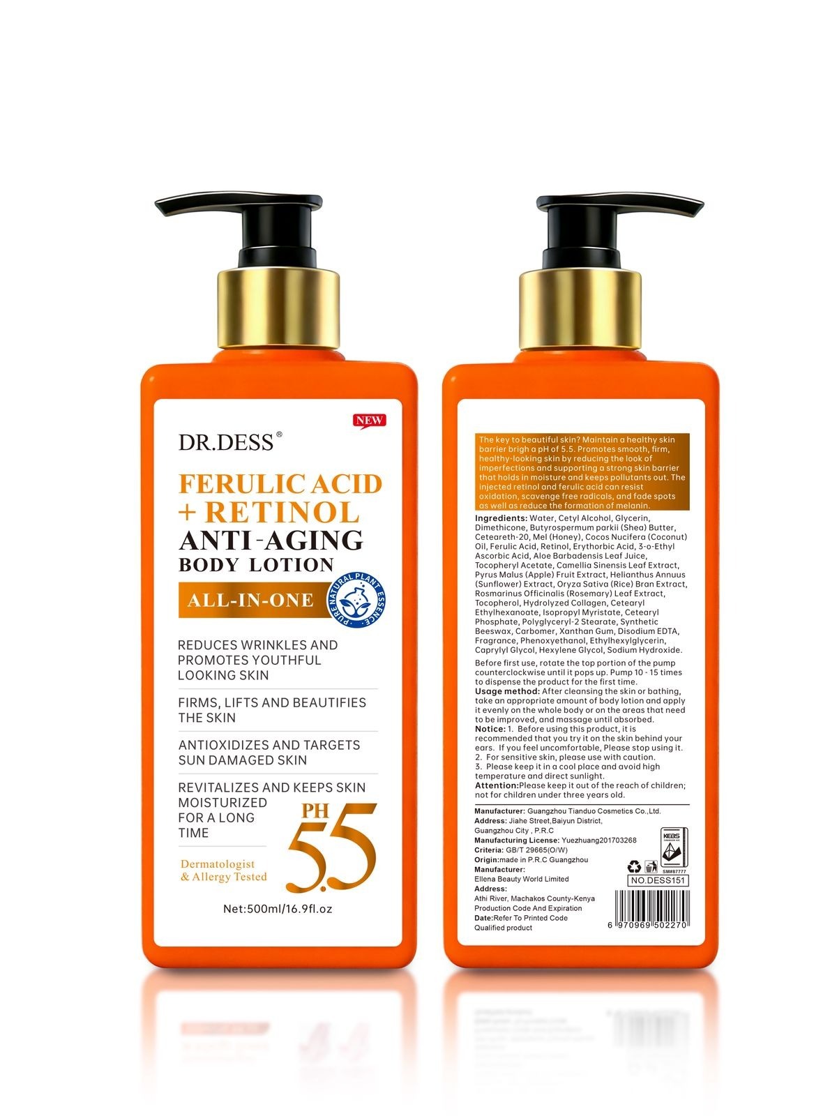 ferulic acid + Retinol anti aging body lotion 