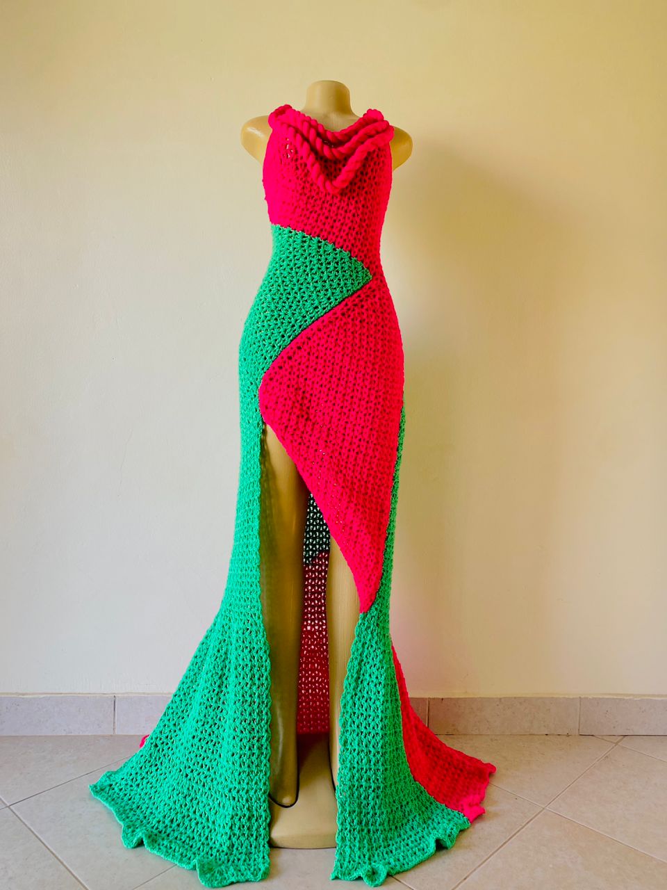 Emerald Flame Crochet Gown
