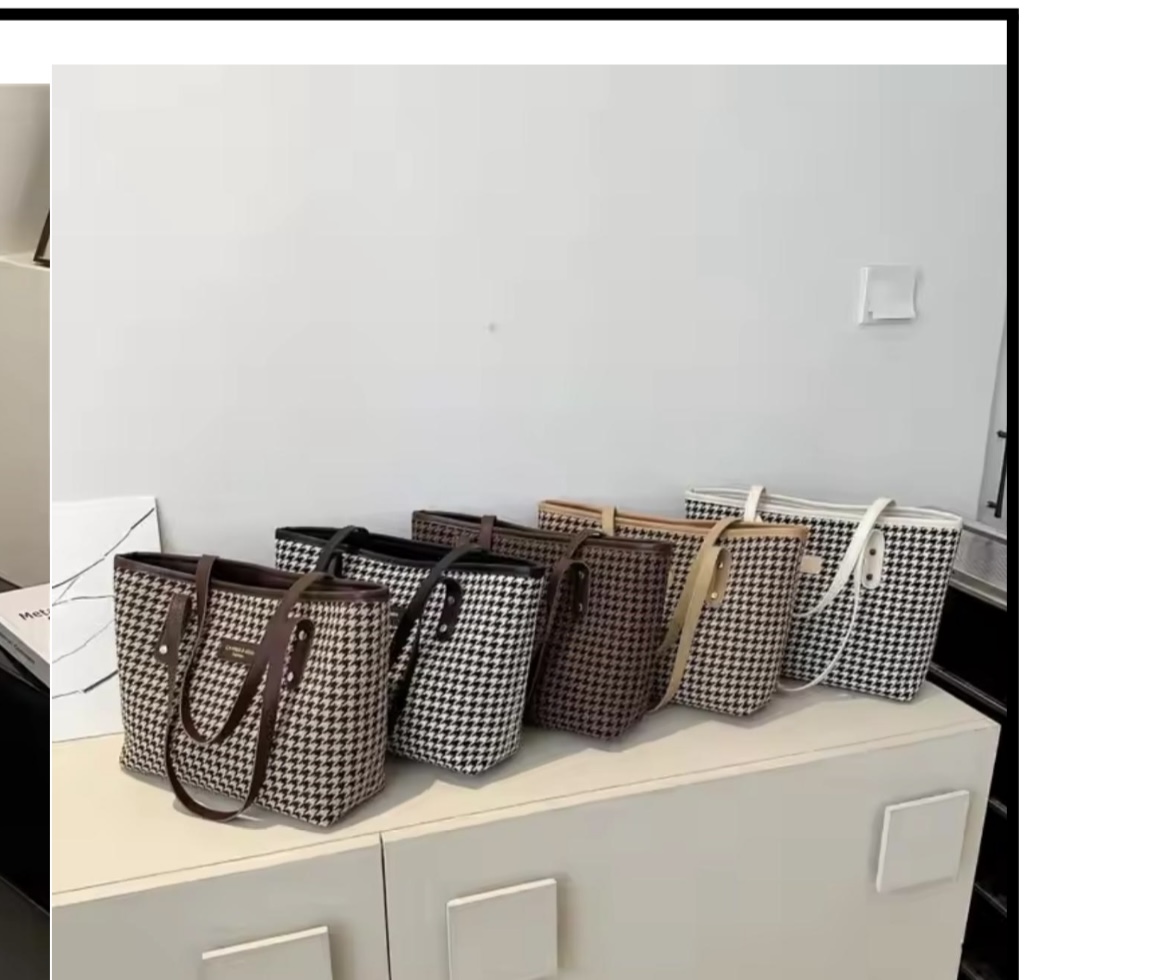 velvet checked tote bag