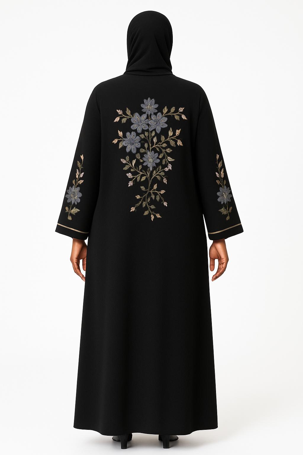 Embroidered black abaya