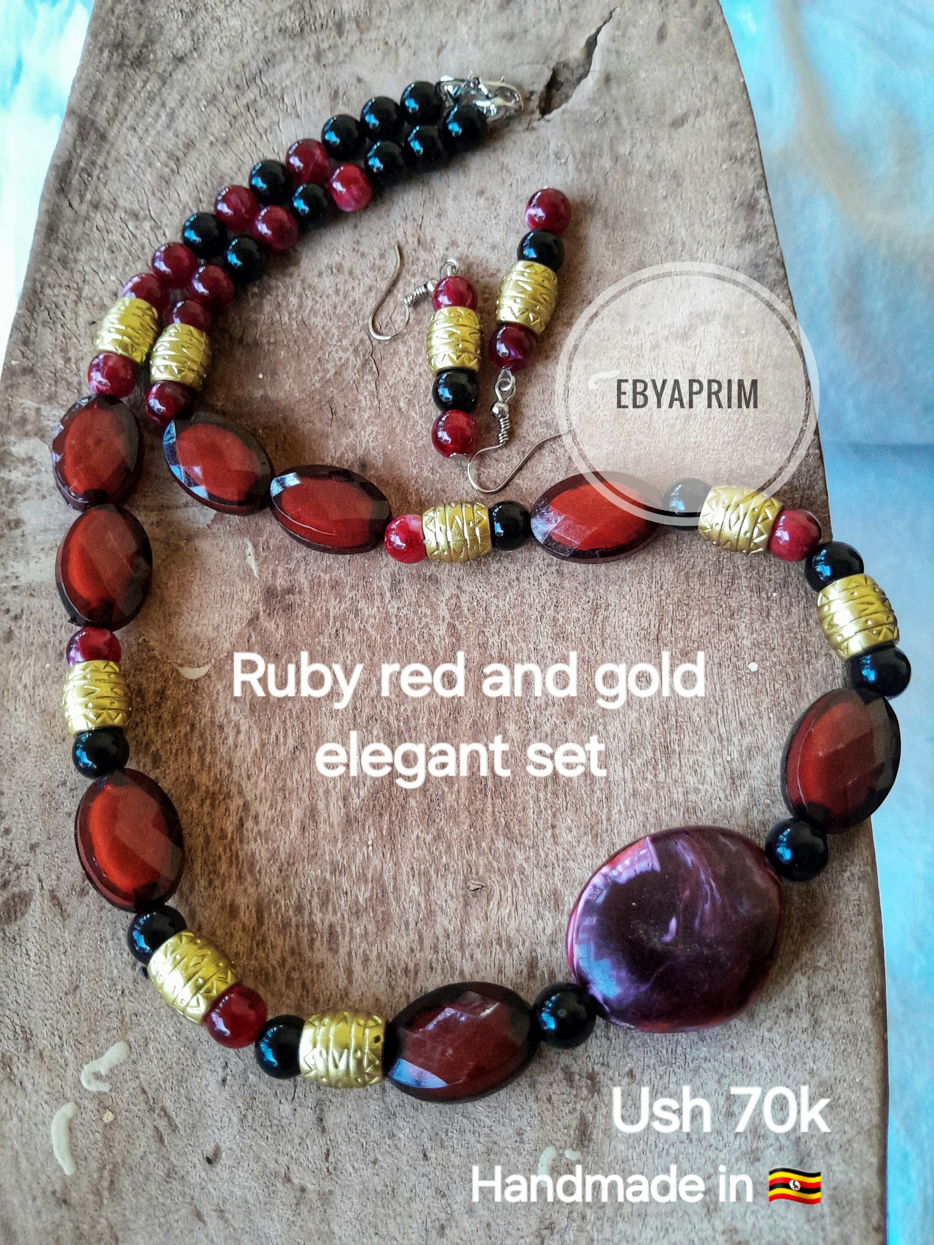 Ruby red and gold set