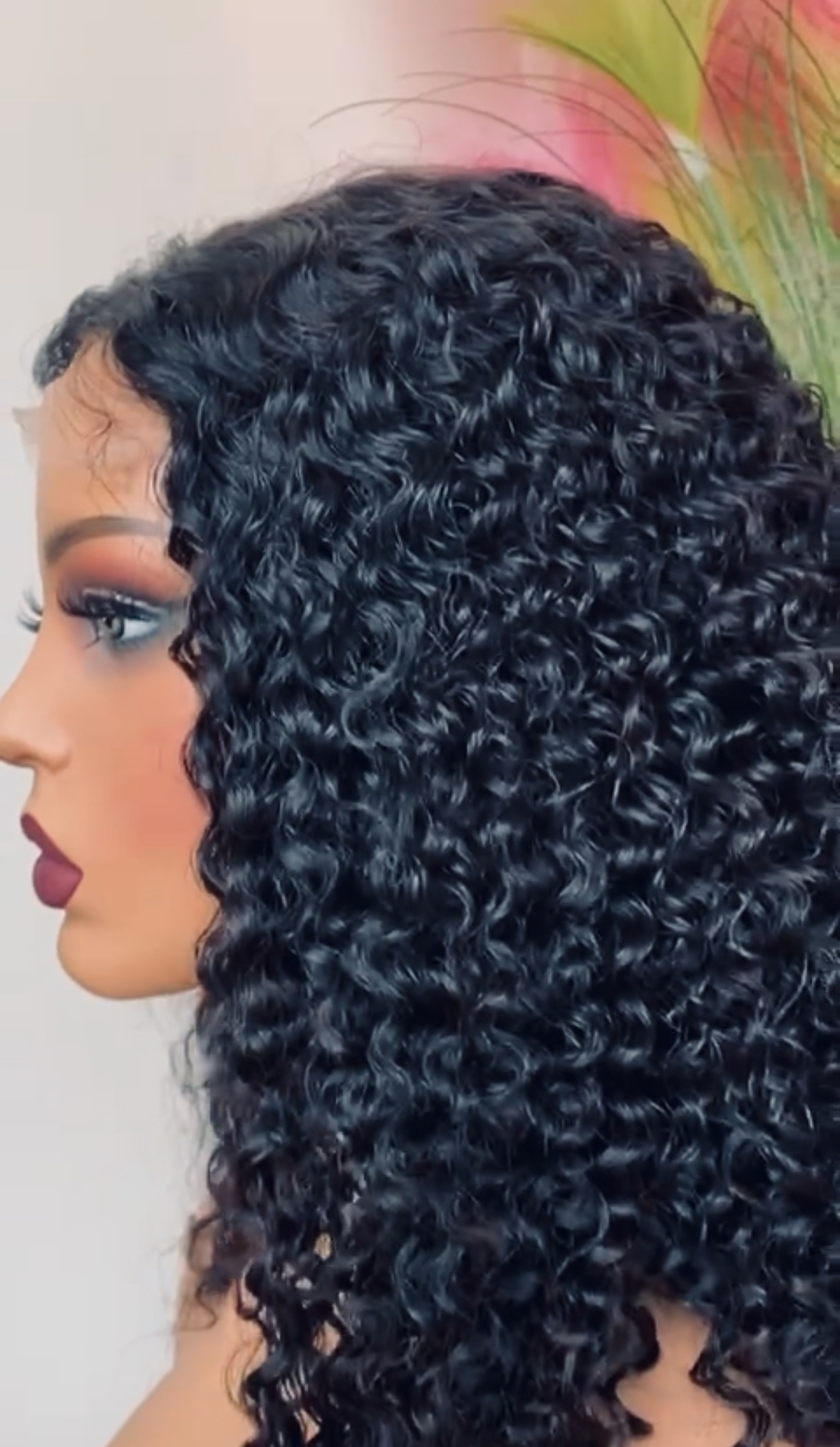 5*5 lace wig high ratio curly natural color 16 inch