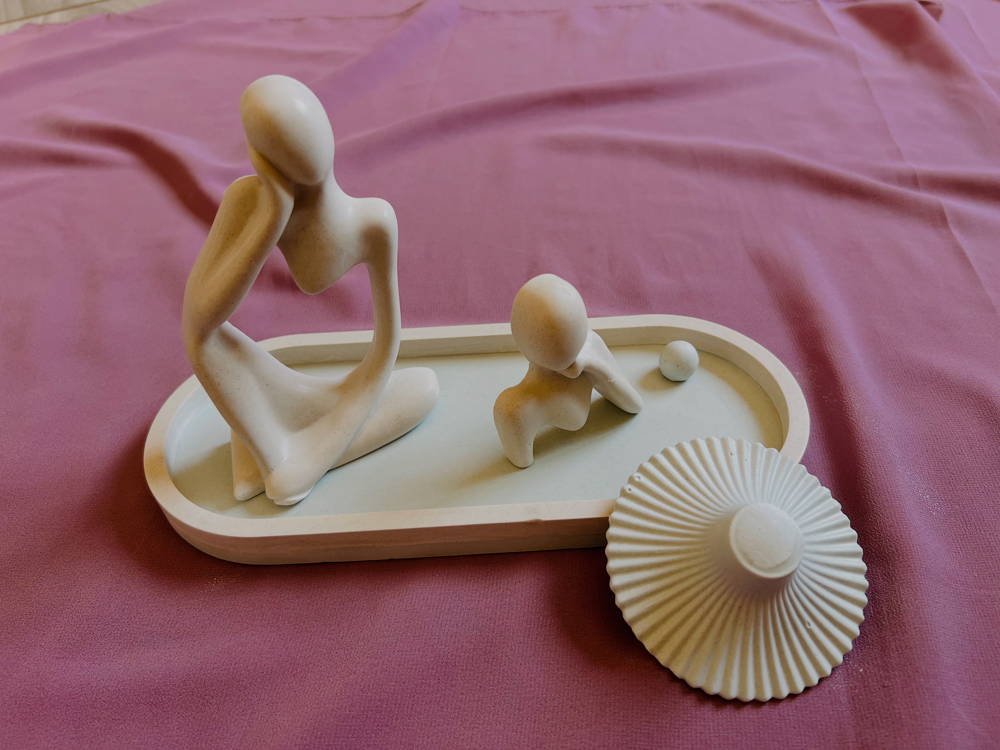 gypsum trinket tray with figurine