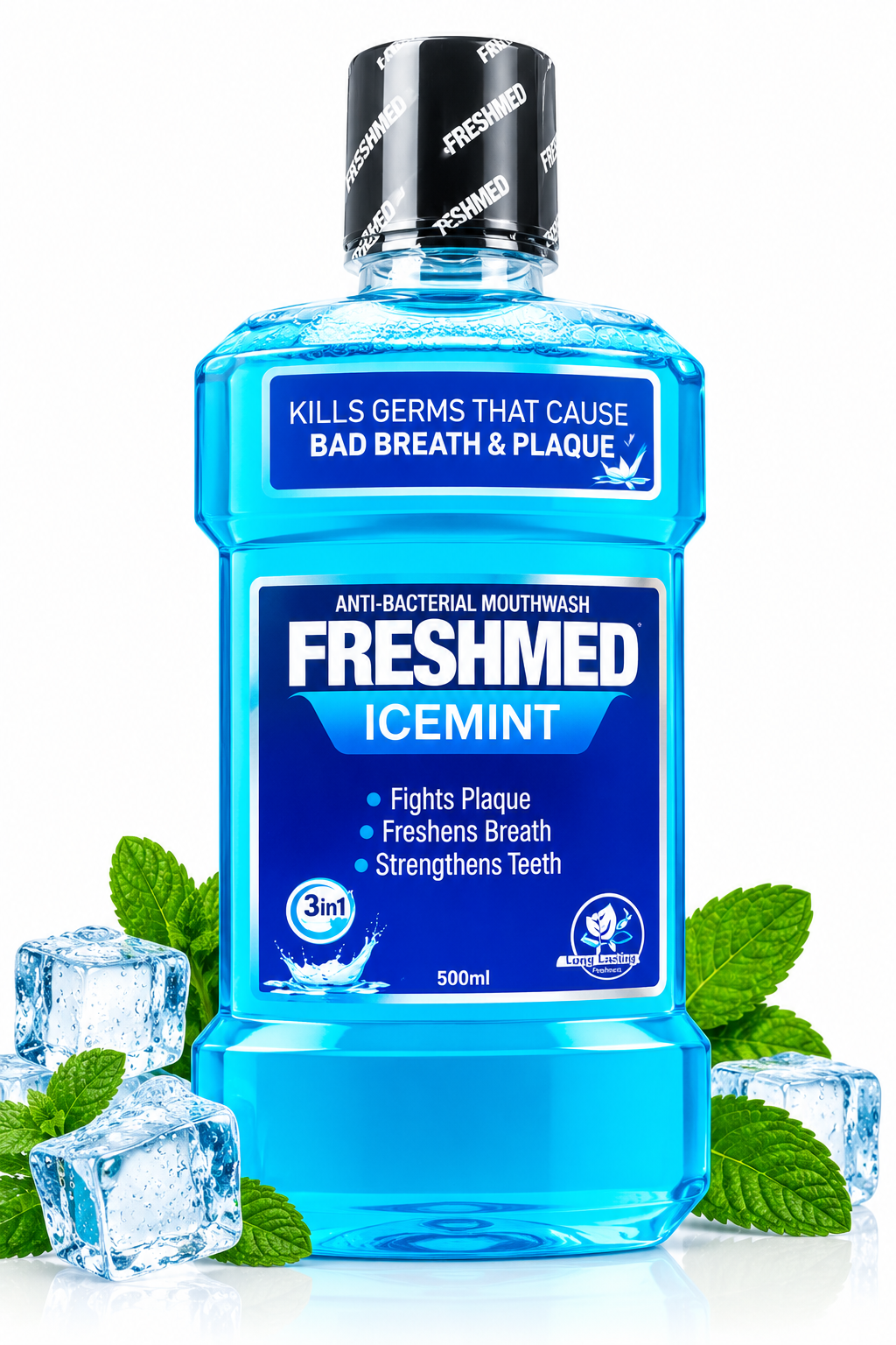 Freshmed Icemint Anti-Bacterial Mouthwash – 500ml