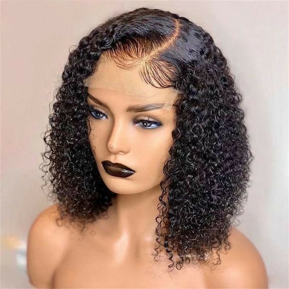 Natural black color Jerry curls water wave lace wig