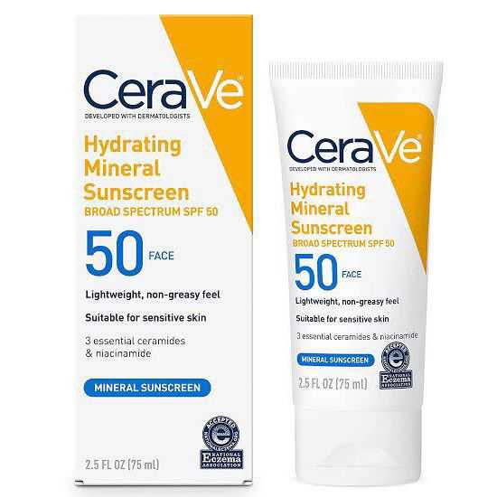 CeraVe Hydrating Mineral Sunscreen SPF 50 75mls