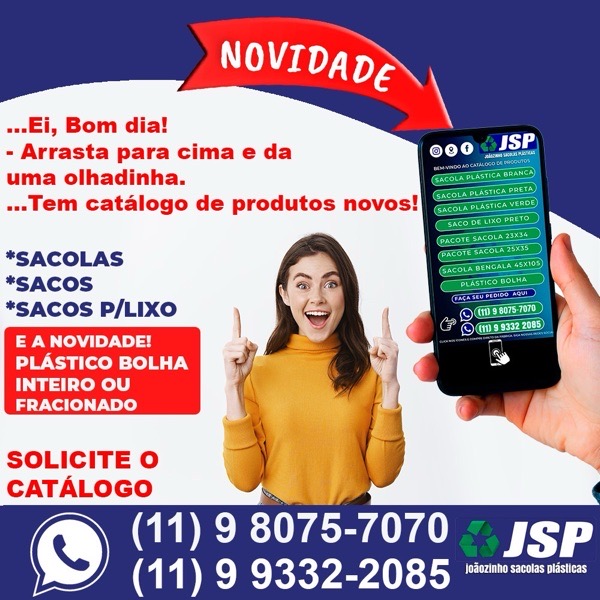 JSP JOÃOZINHO SACOLAS PLÁSTICAS  - Atacado de Sacolinhas plásticas e Sacos de Lixo - atendemos toda região central de São Paulo