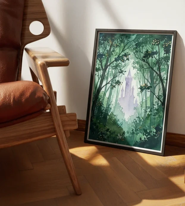 Moody Castlecore Forest - Dark Academia Watercolor Art preview 2
