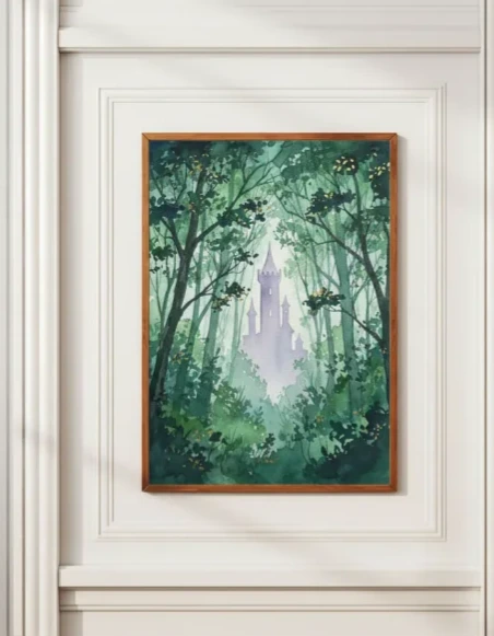 Moody Castlecore Forest - Dark Academia Watercolor Art preview 4