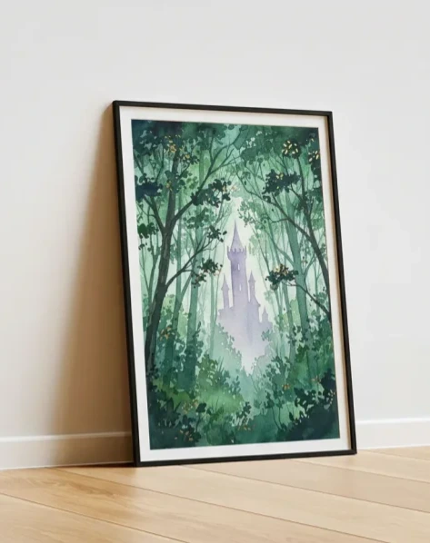 Moody Castlecore Forest - Dark Academia Watercolor Art preview 5