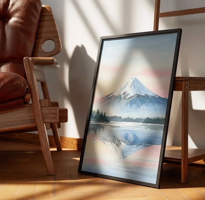 Sacred Peak Reflections | Mount Fuji Watercolor Landscape preview 2