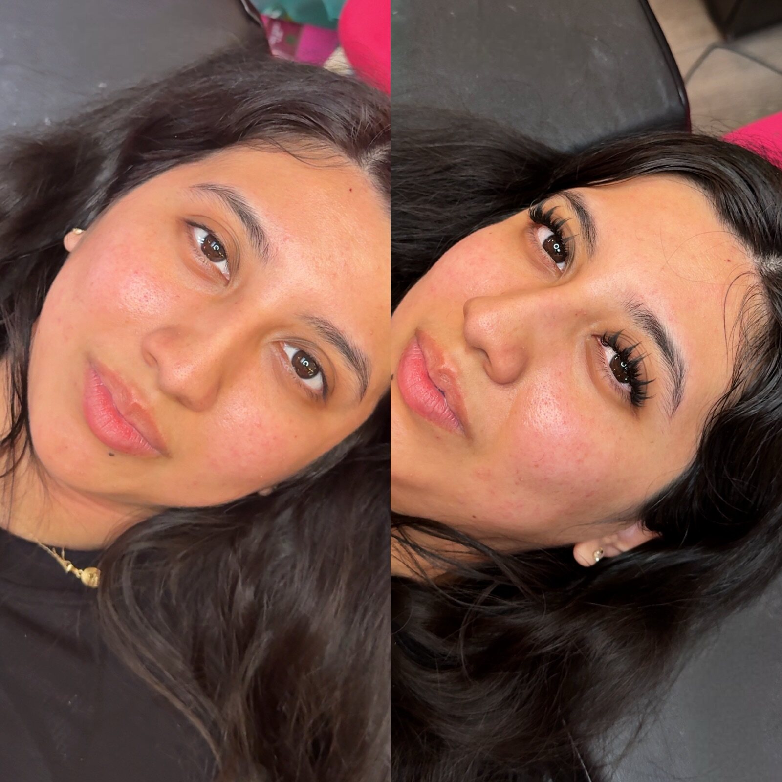 Before and after a lash set