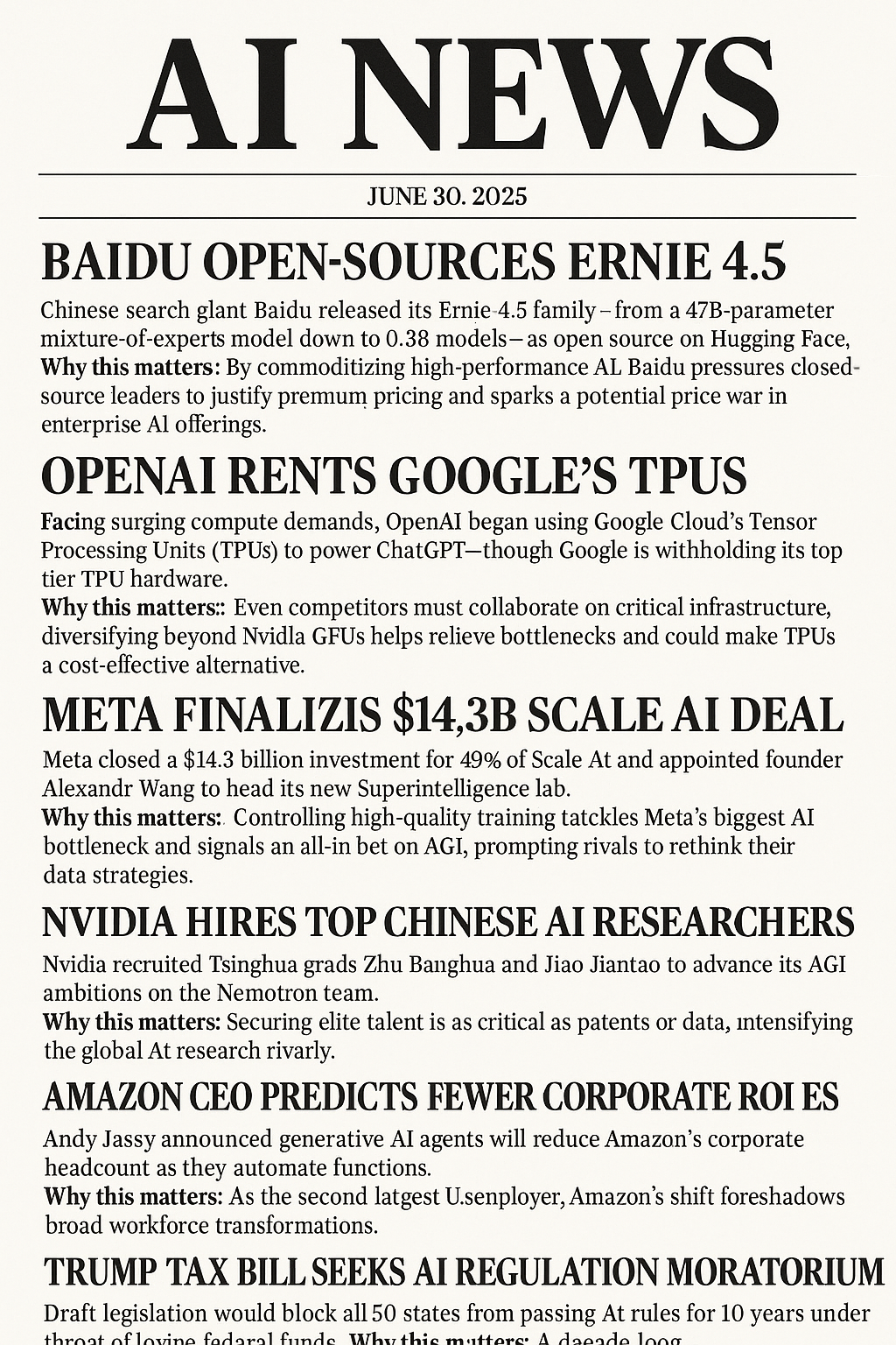 🧠 Daily AI News Roundup — June 30, 2025