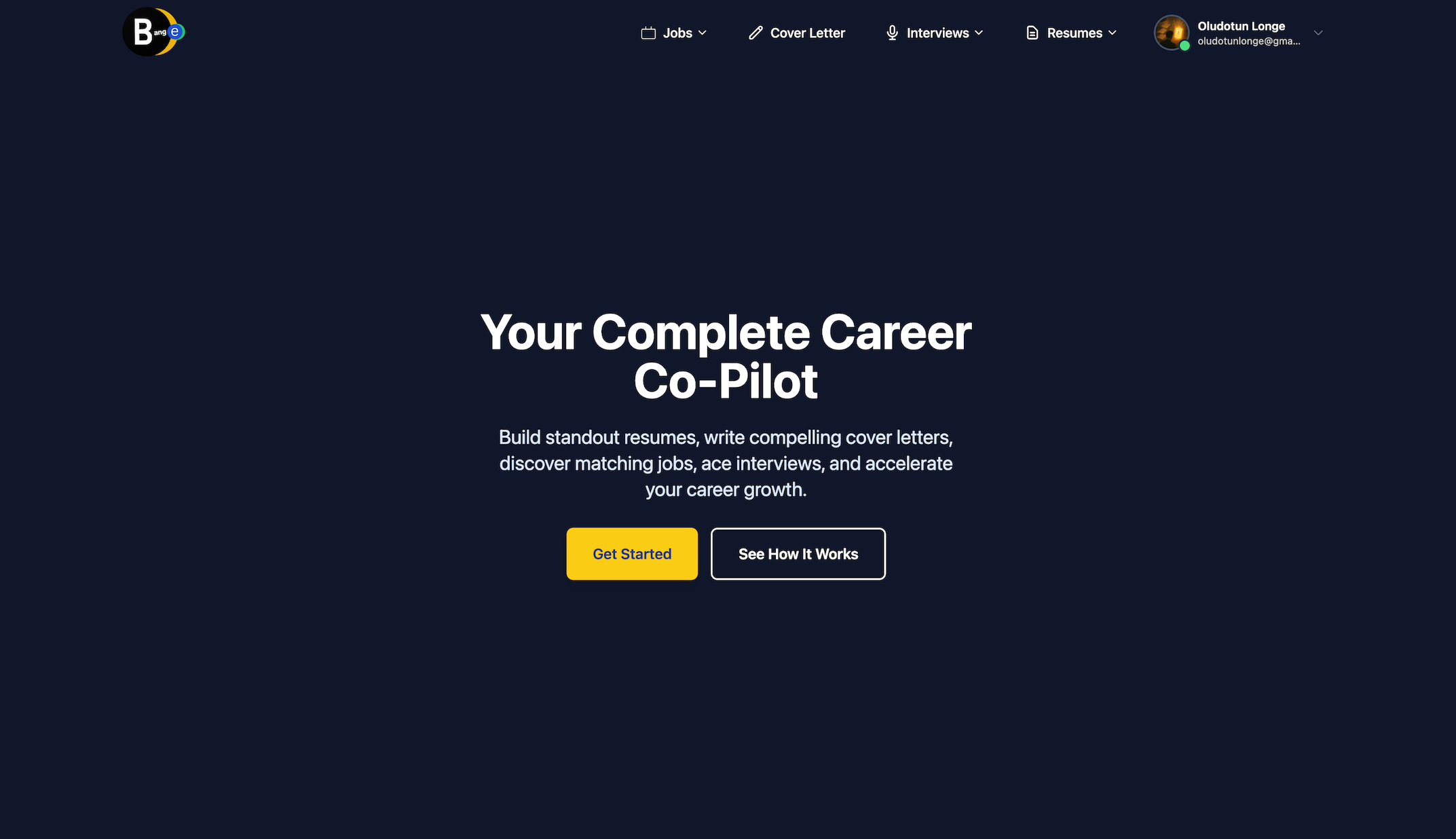 Bange.io Conversational AI showing ats resume - Your Career Copilot