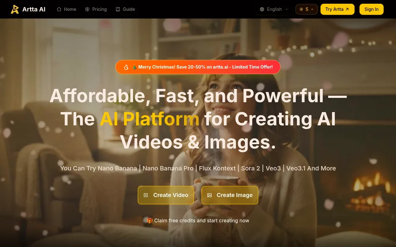 Artta AI Image Generation interface showing Image Generation and features