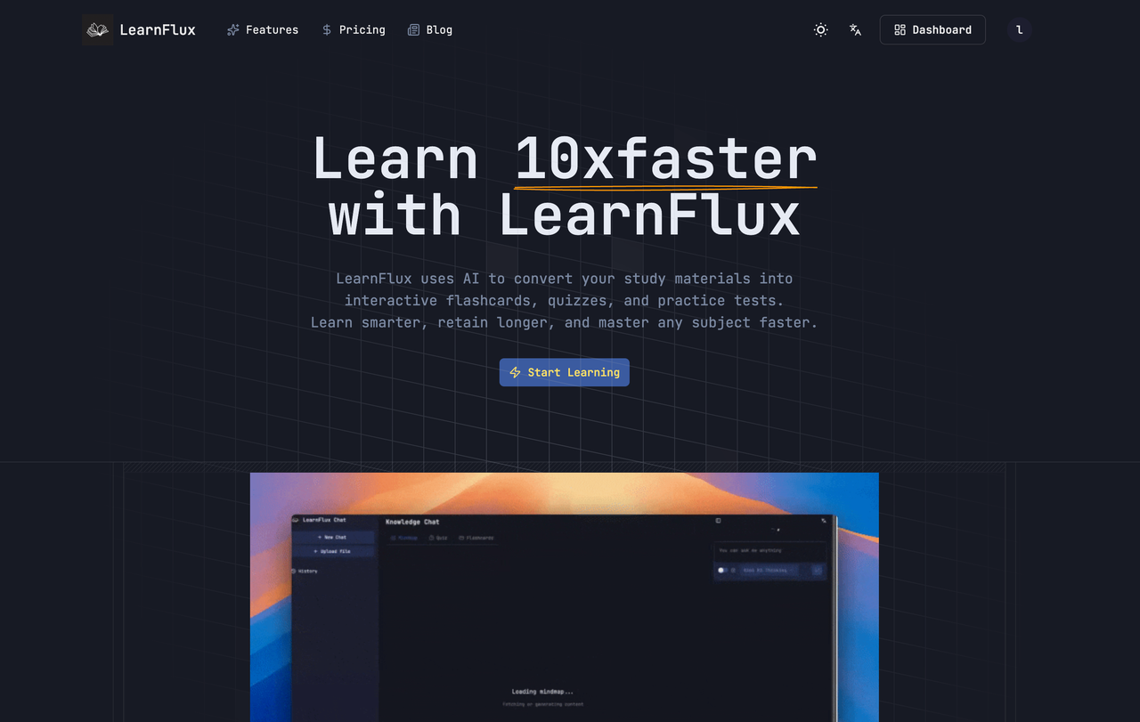 LearnFlux Productivity & Collaboration showing ai assistant - Master any skill faster with less effort.
