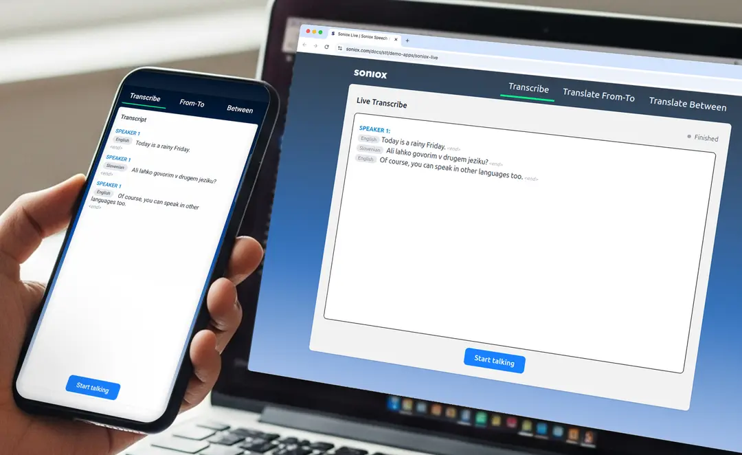Soniox Speech-to-Text AI Conversational AI interface showing Conversational AI and features