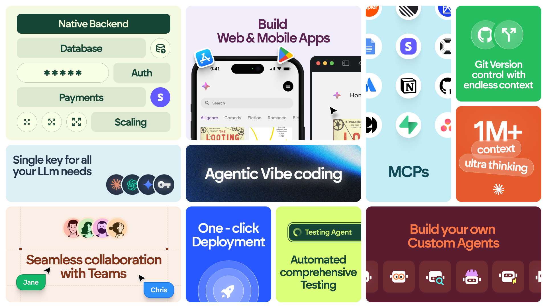 Emergent Code Assistance showing vibe coding - World's first agentic AI vibe coding platform