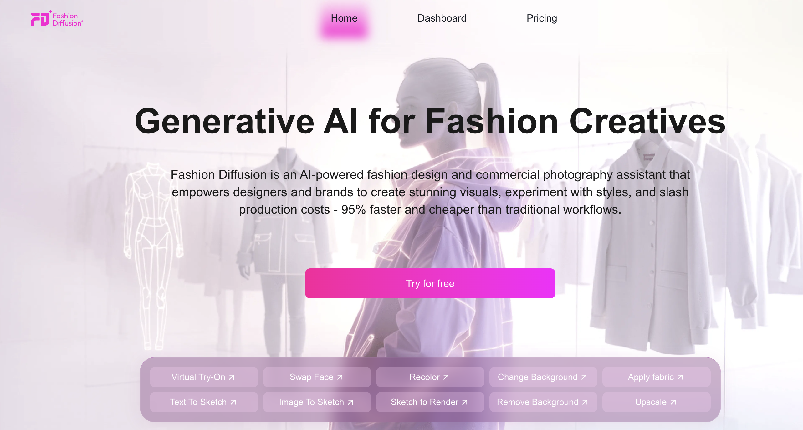 Fashion Diffusion Design showing ai tool - AI fashion design tool