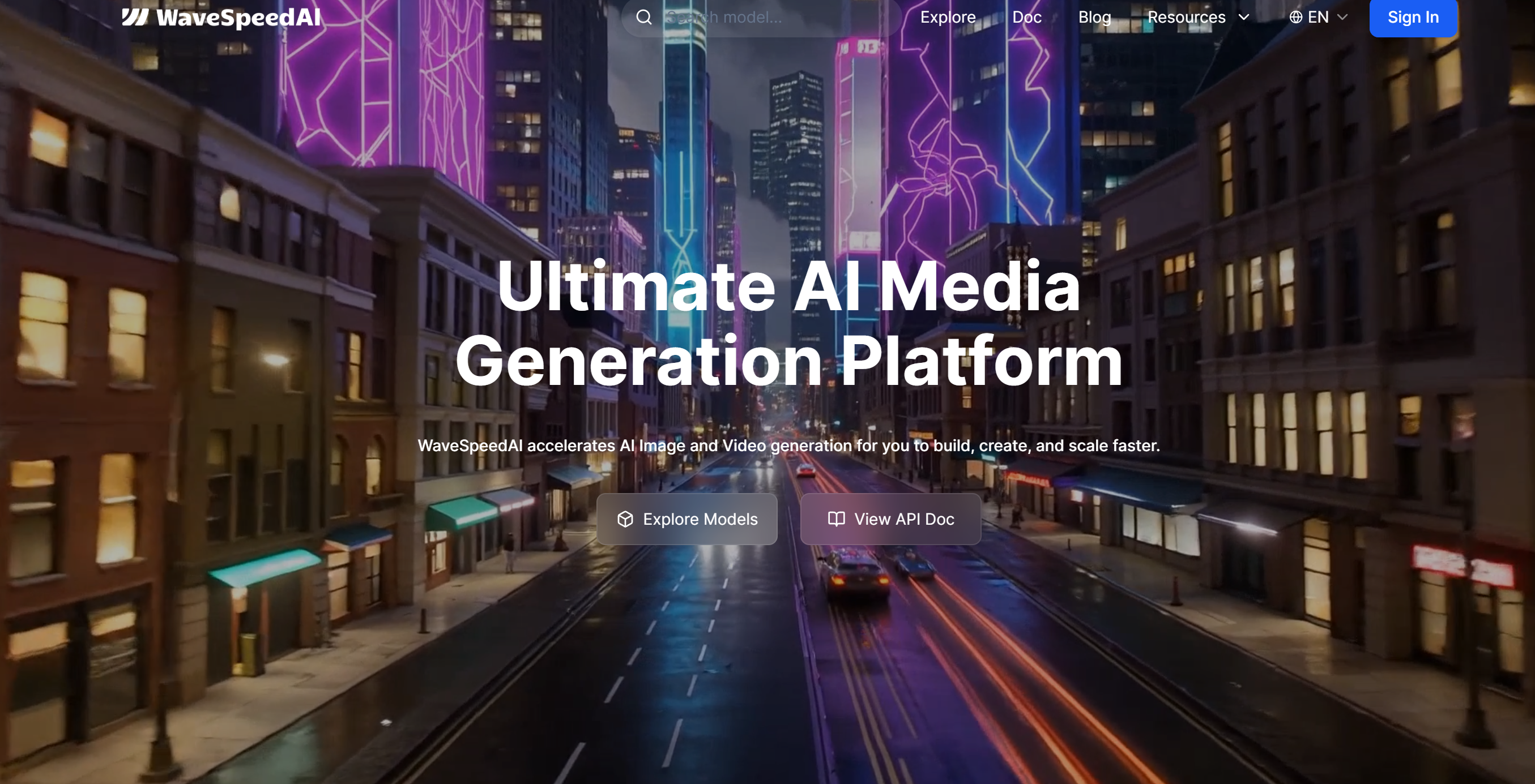 Wavespeed AI Image Generation interface showing Image Generation and features