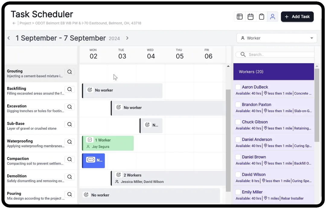 AI Powered Construction Scheduling and Planning Software Productivity & Collaboration showing construction scheduling - Match