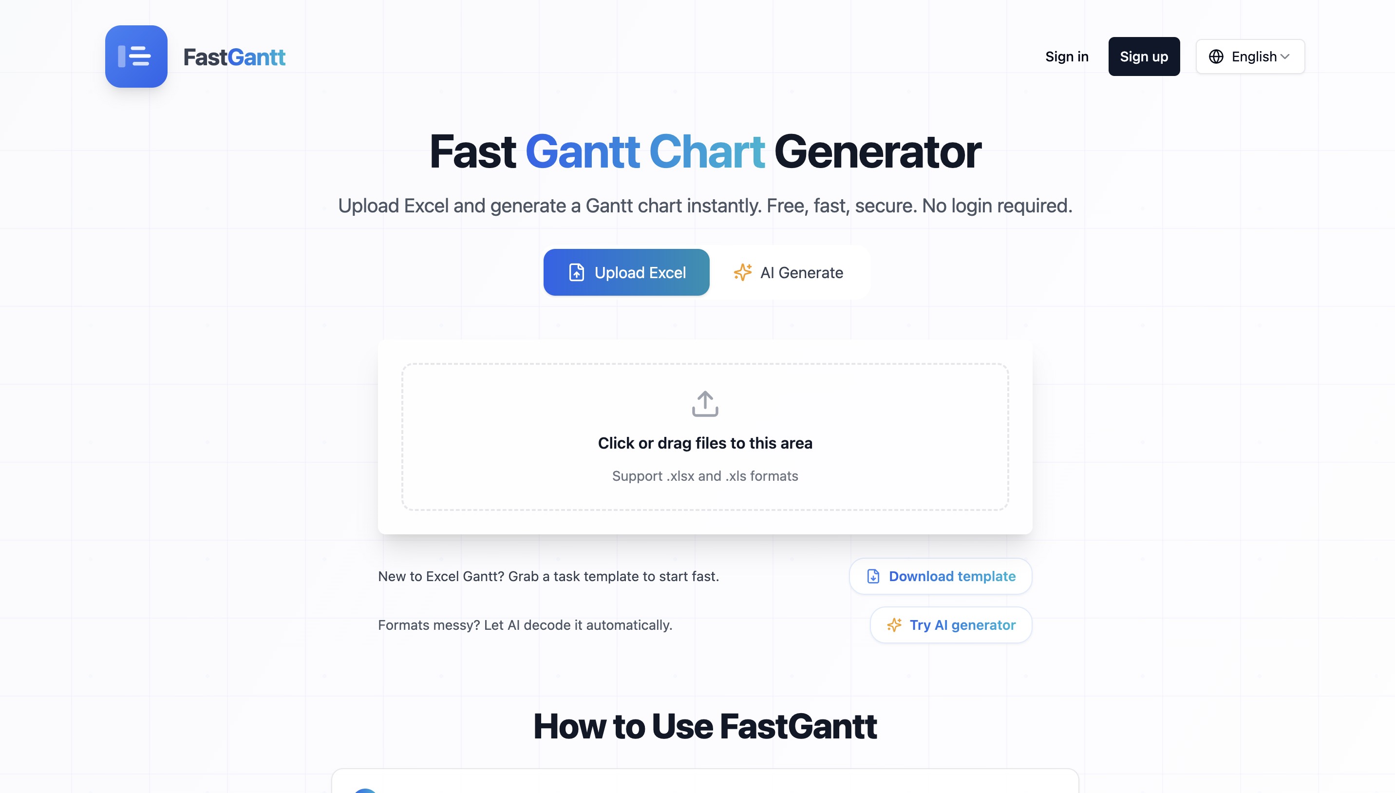 FastGantt Productivity & Collaboration showing gantt chart - Create Gantt charts instantly with AI.