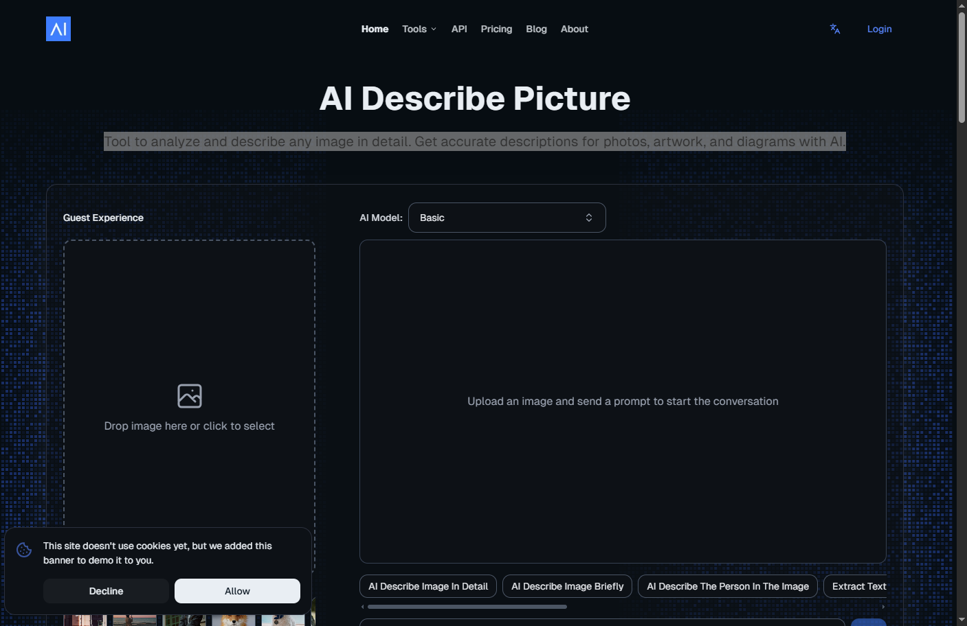 Screenshot of AI Describe Picture