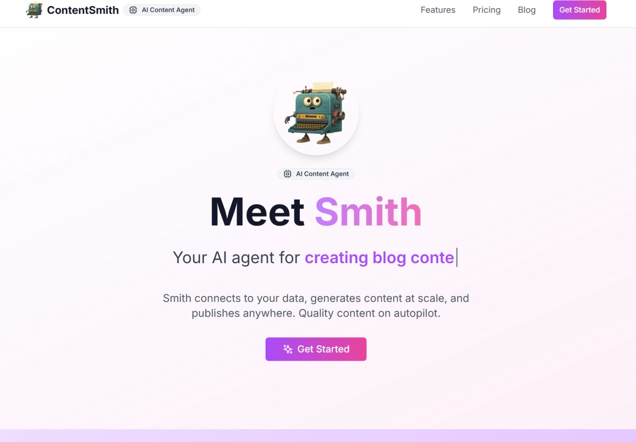 Contentsmith AI Marketing Automation showing #aicontent #contentautomation #contentmarketing #aiwriting #seotools #digitalmar
