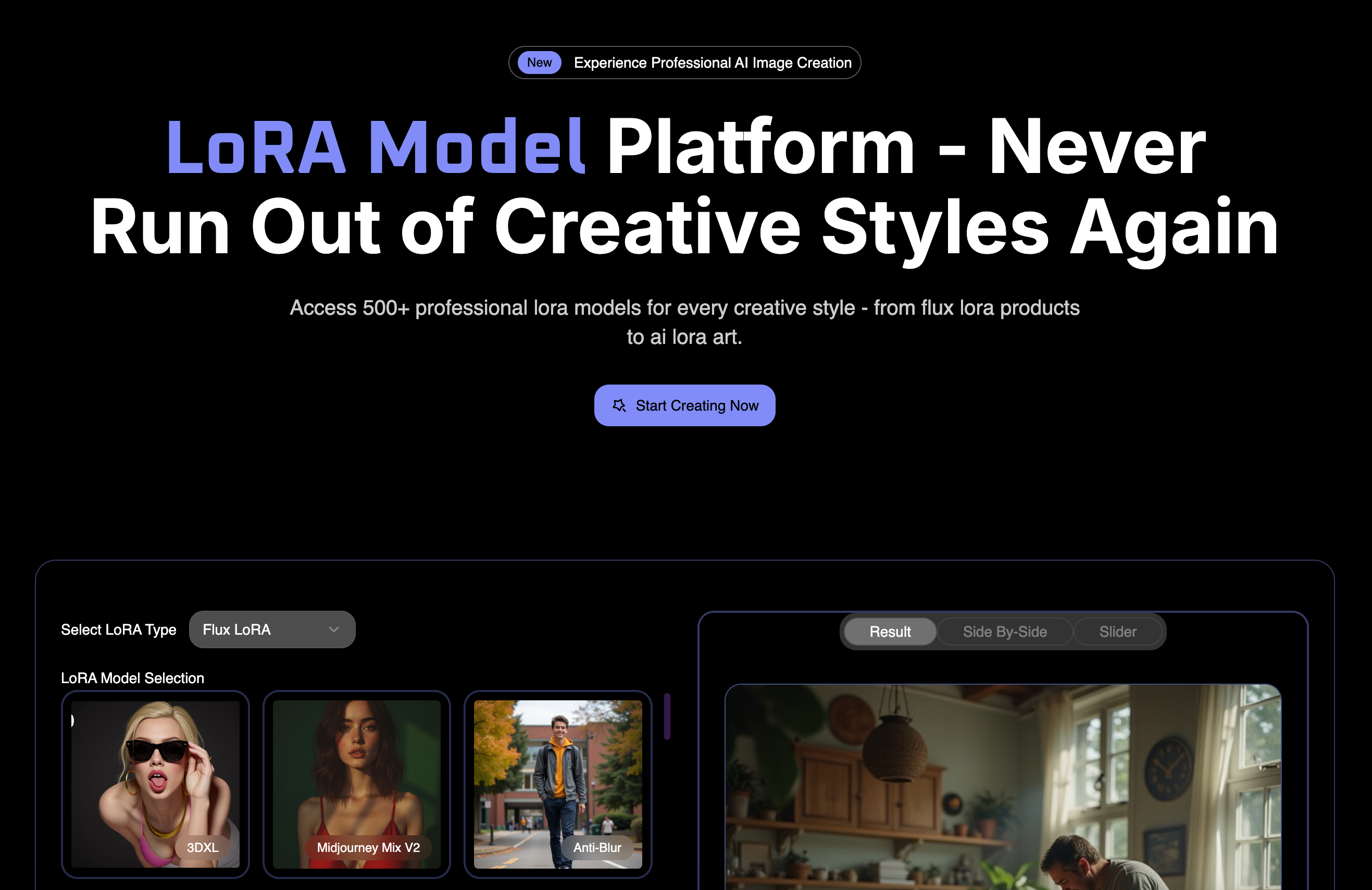 loramodel Image Generation showing lora models - Professional LoRA AI image platform with 500+ creative models