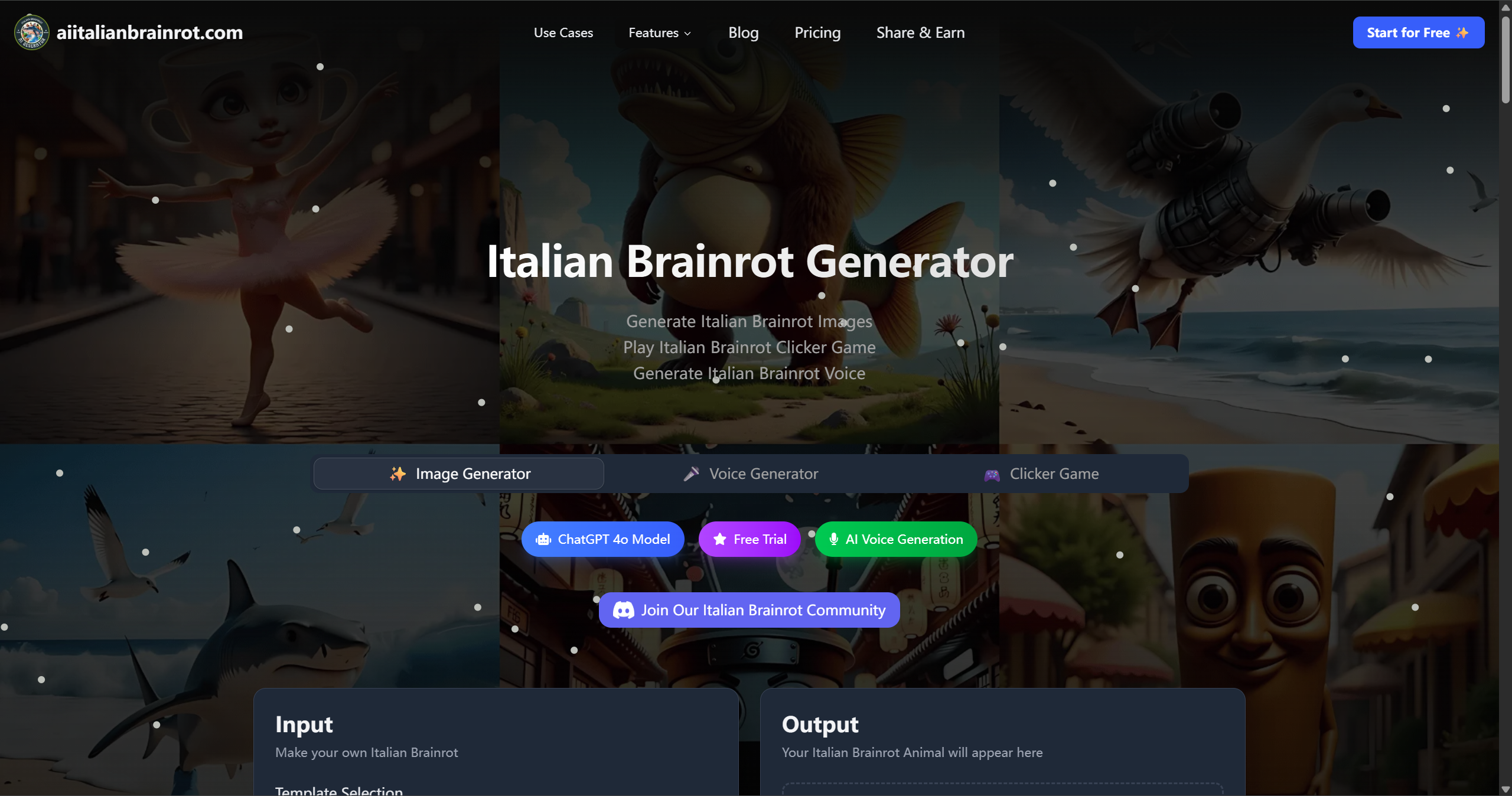 Screenshot of Italian Brainrot Generator