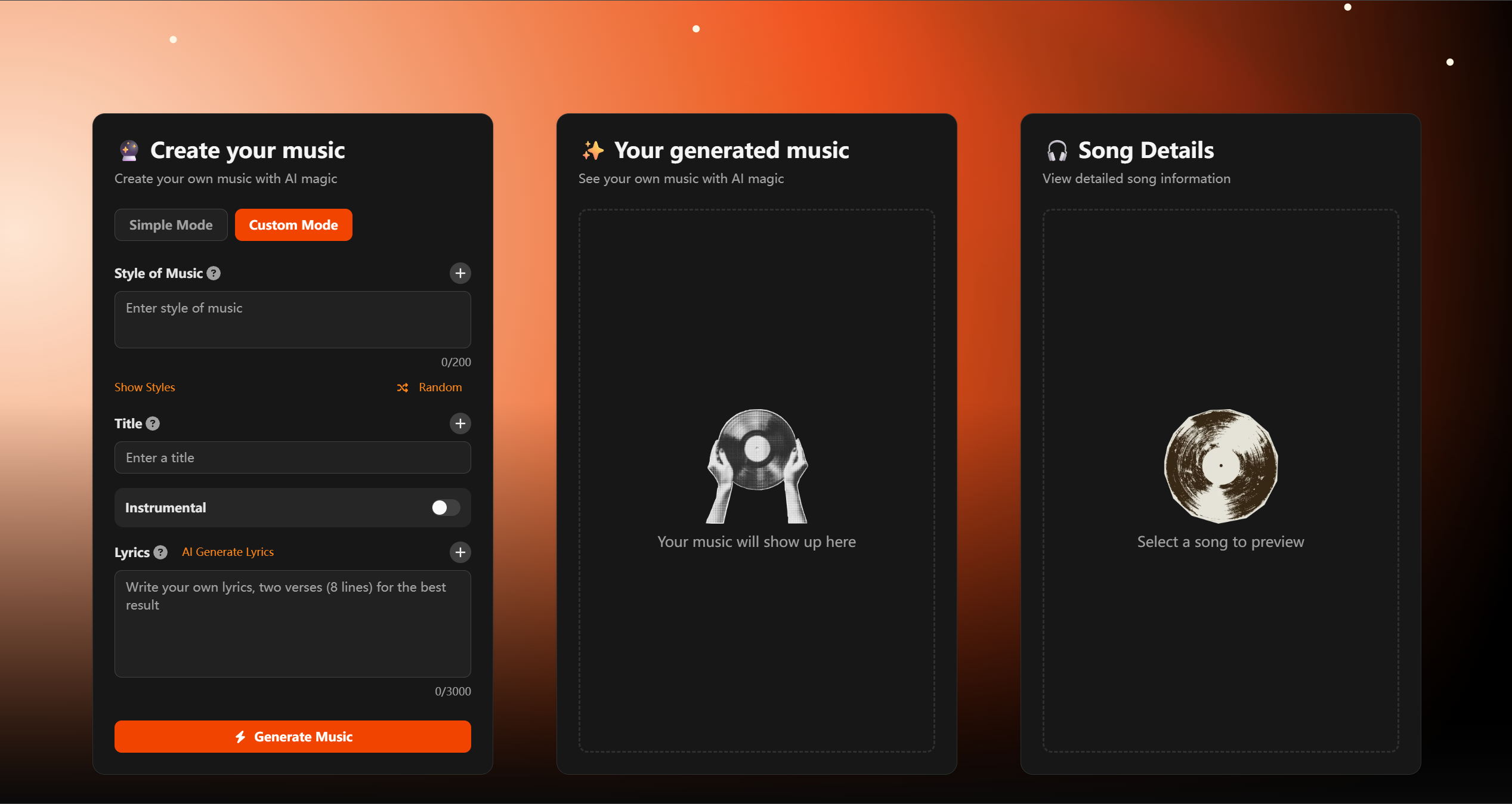 Screenshot of Vibe Musicing AI