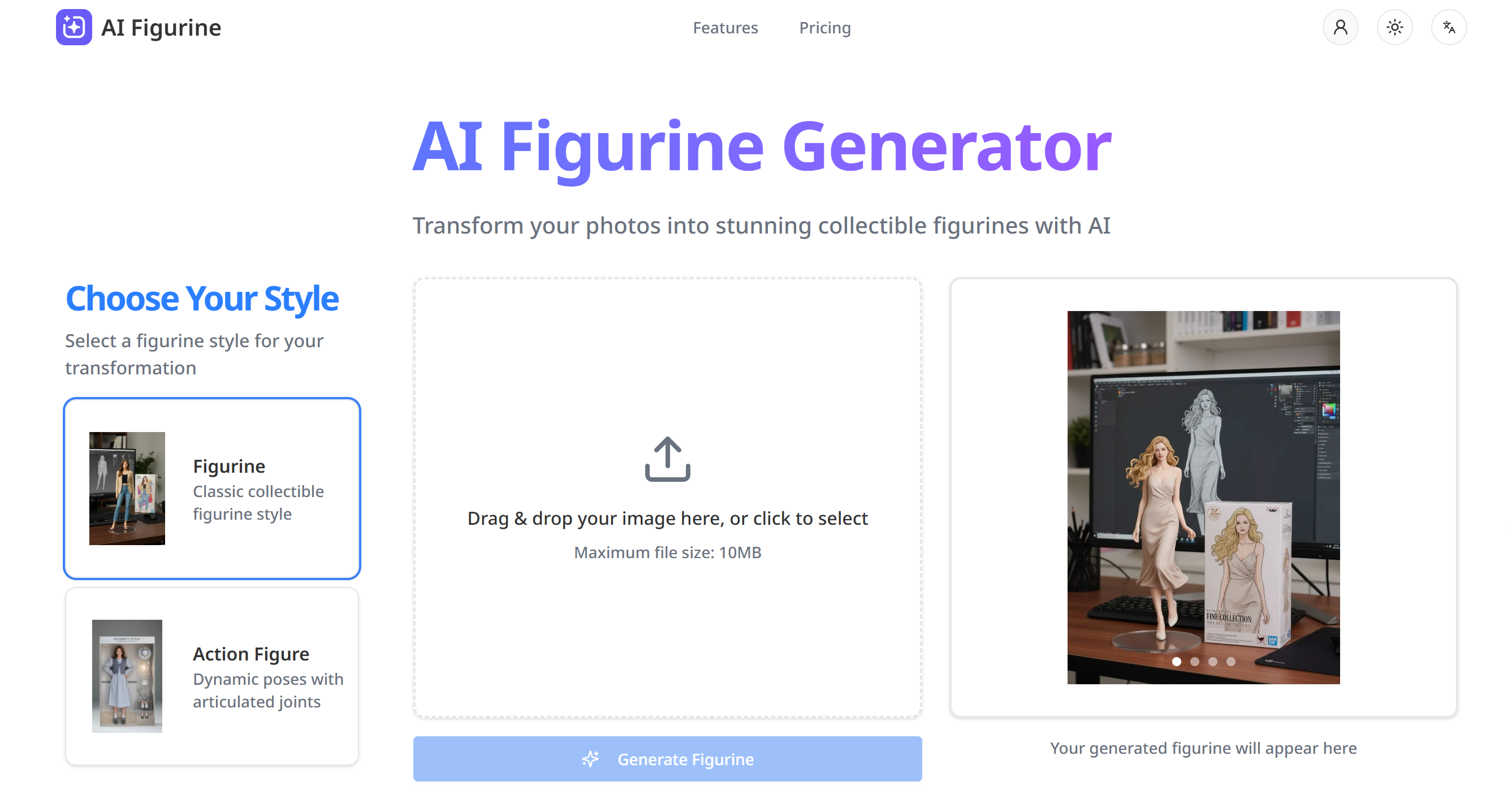 AI Figurine Design showing figurine - Photo to Figurine & Action Figure in Seconds. Transform your photos into stunning colle