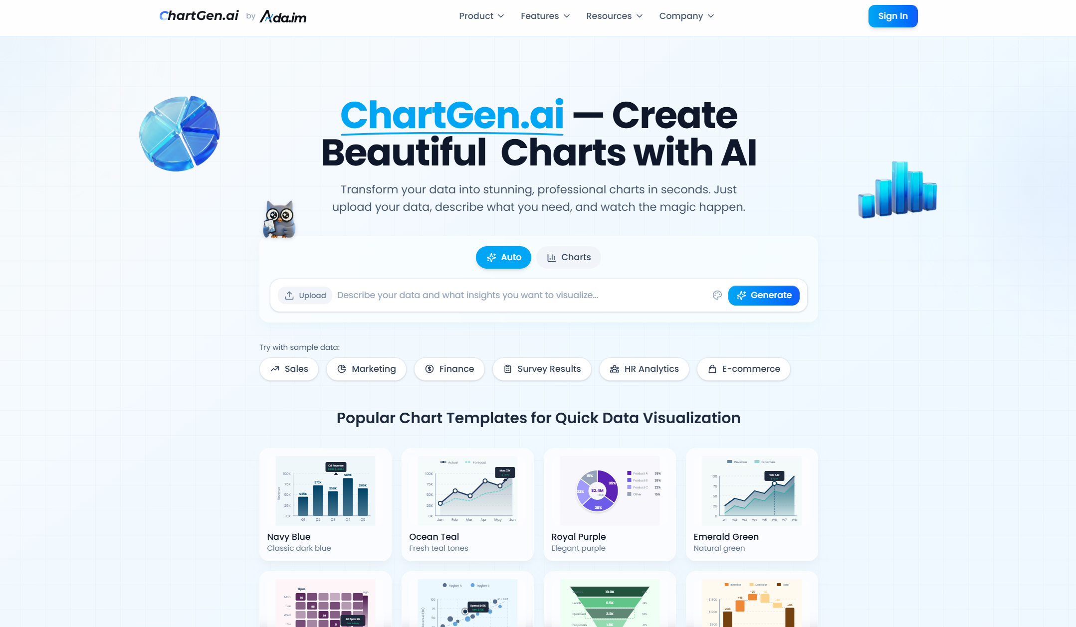 ChartGen AI Data Analytics showing ai charting - #1 Free AI Chart Generator