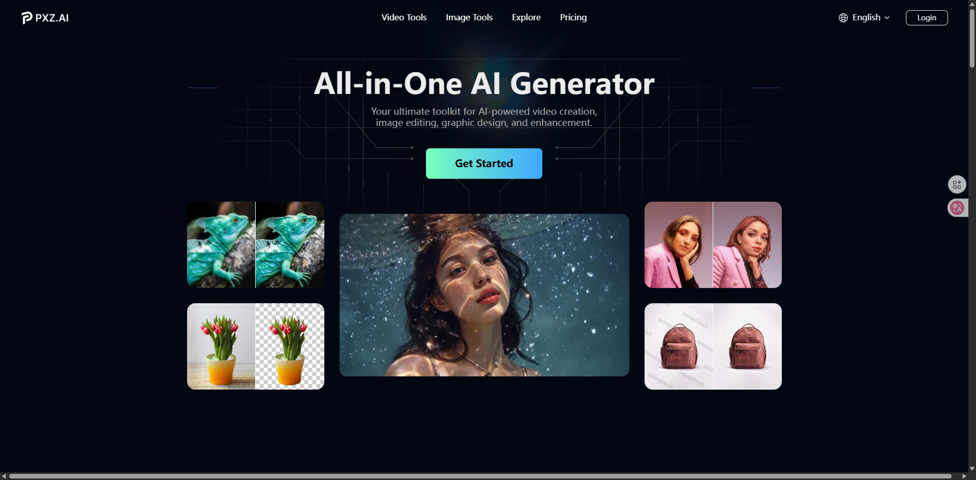 PXZ AI Video Editing showing your ai studio for image & video creation - Bring Your Visual Ideas to Life
