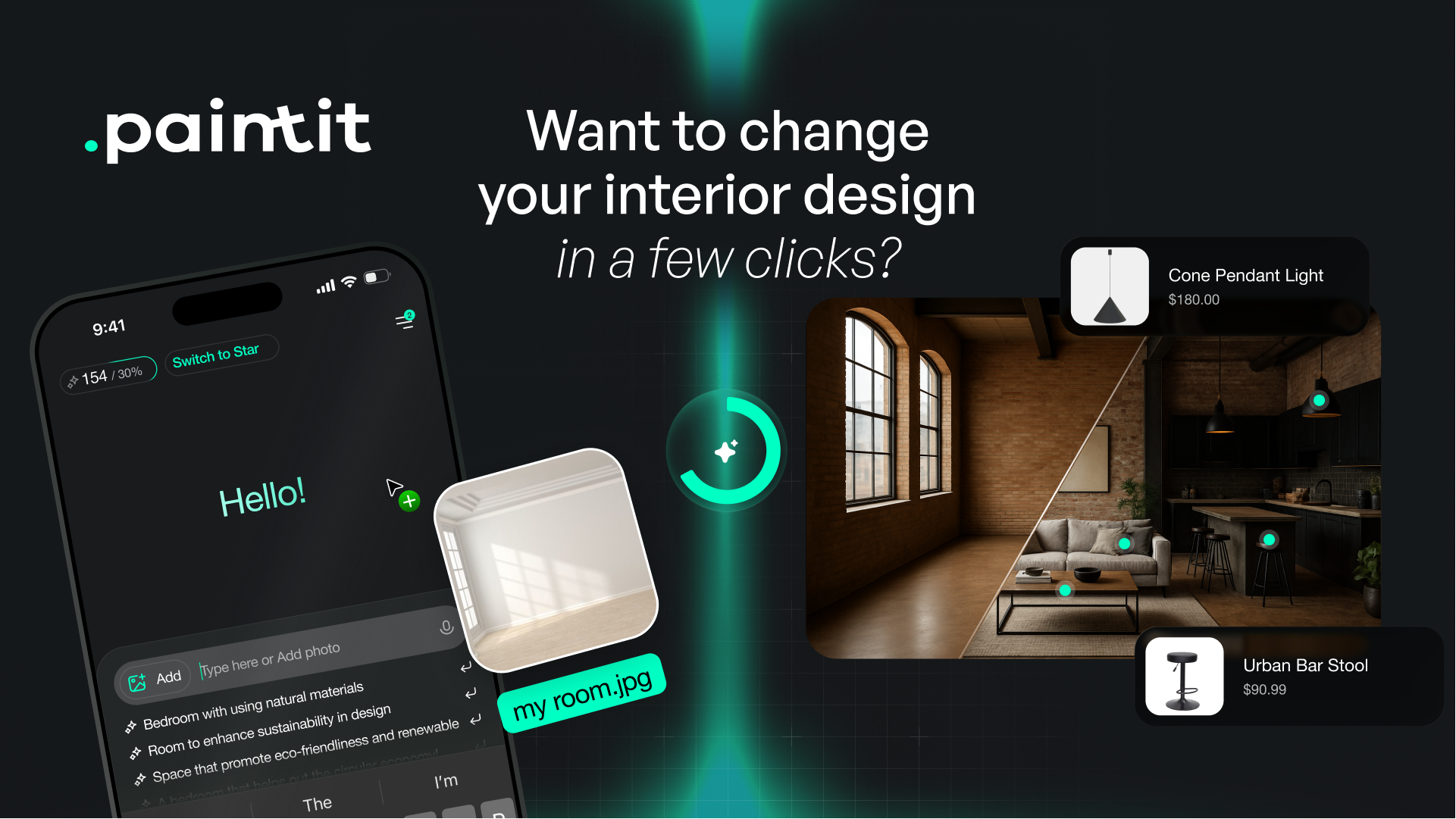 Paintit.ai Design showing text-to-image - Design-to-Commerce Ecosystem