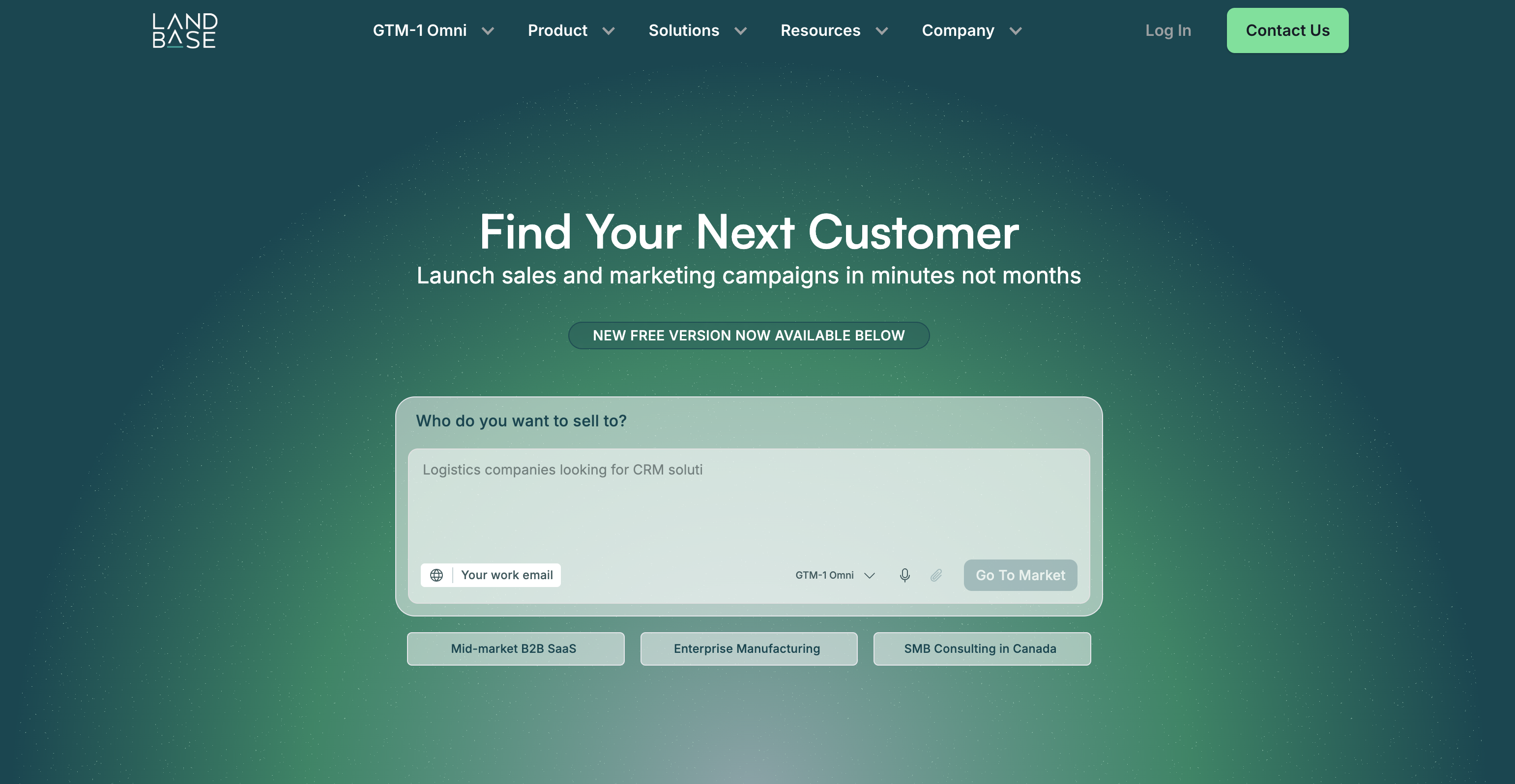 Landbase Marketing Automation showing ai sales - Find Your Next Customer by Chatting with AI