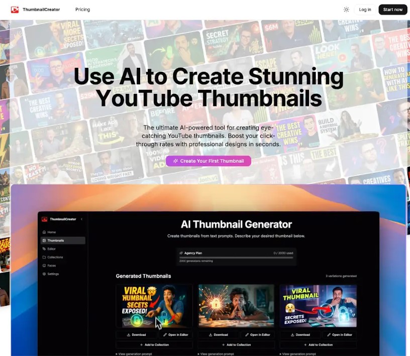 ThumbnailCreator.com Marketing Automation showing marketing - ThumbnailCreator.com uses AI to Create Stunning YouTube Thumbna