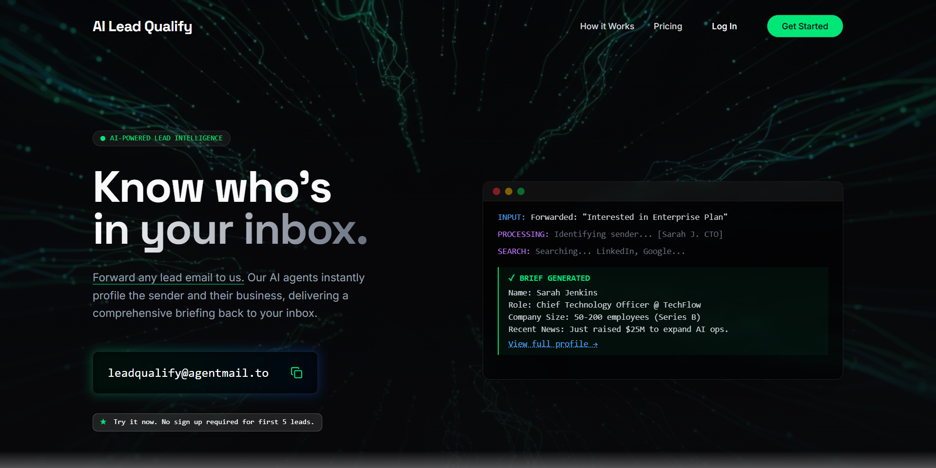 AI Lead Qualify Marketing Automation interface showing Marketing Automation and features