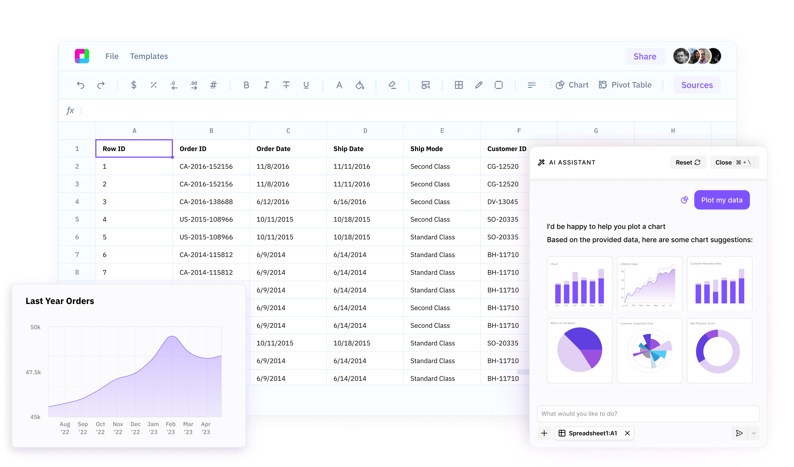 Screenshot of Sourcetable — AI Spreadsheet & Data Analyst