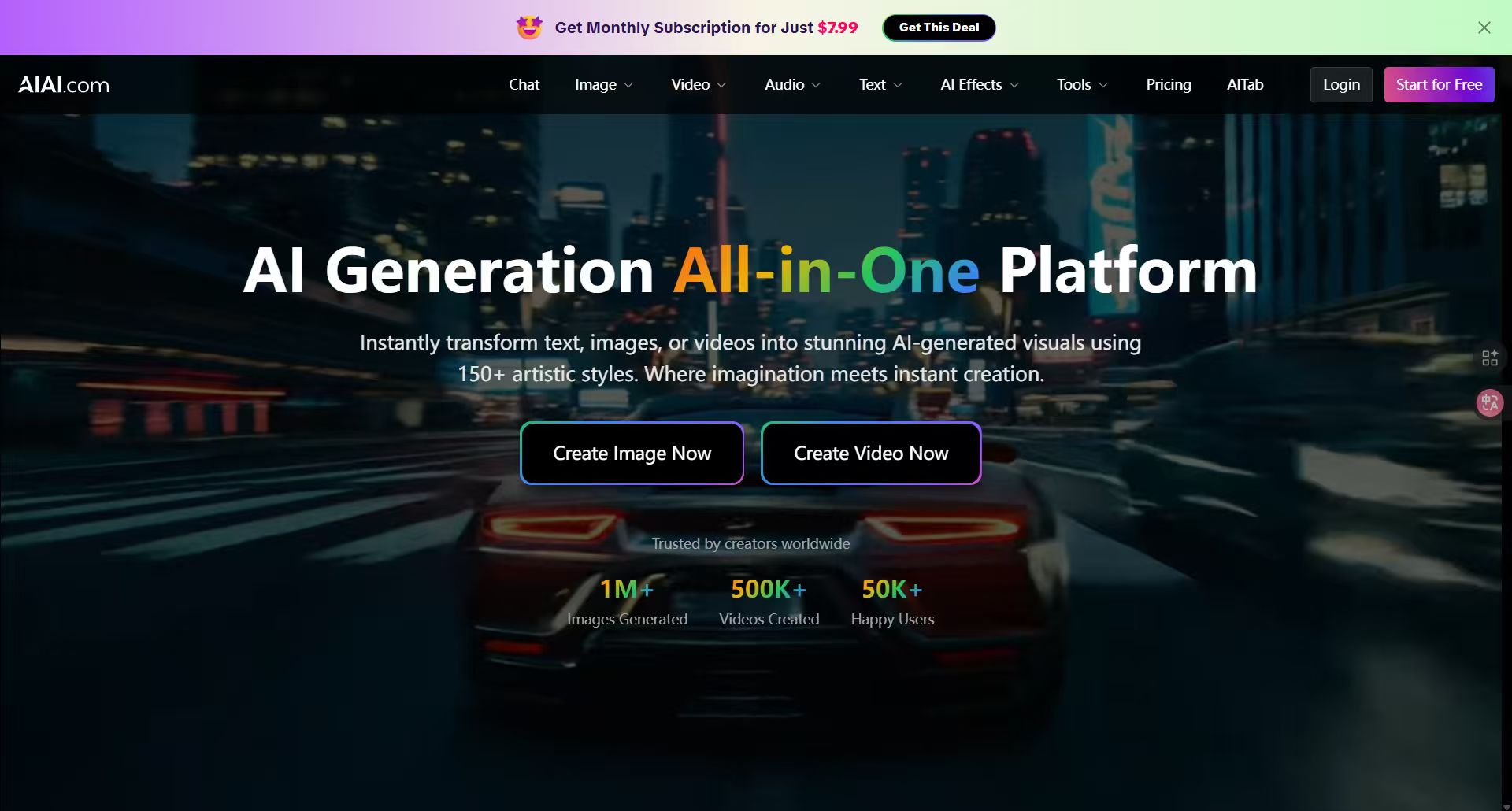 AIAI.com Video Generation showing text to video - Best Free AI Video & Image Generator: Your All-in-One Creation Platform | A