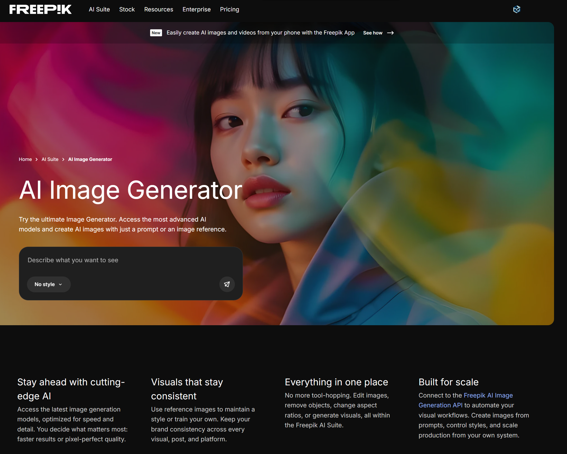 Freepik AI Image Generator main image - Create stunning images with AI