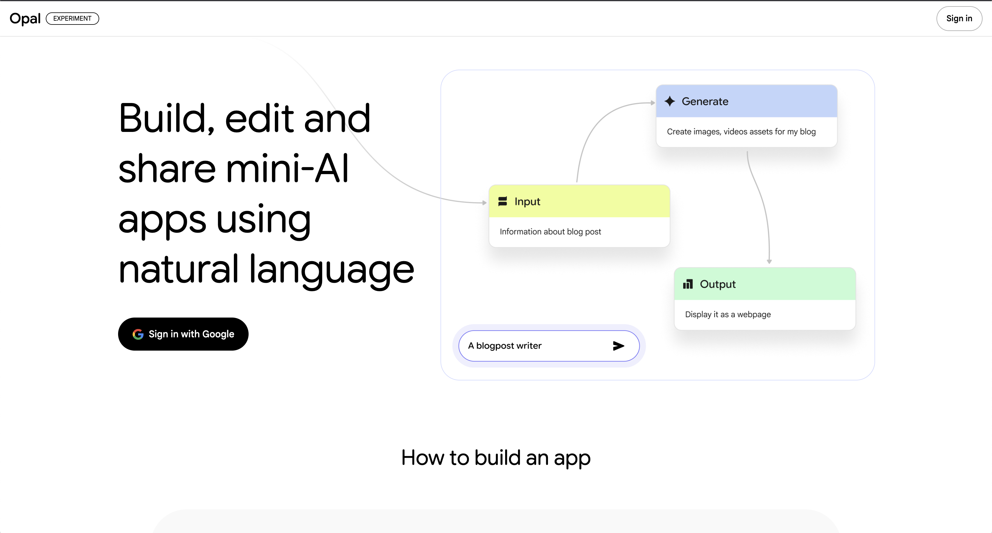 Opal Google 3D Generation interface showing image editing and features